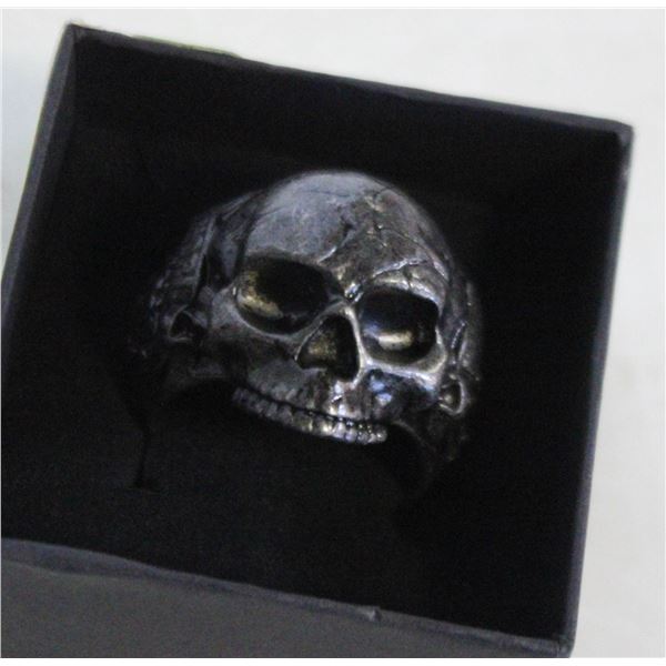 BLACK STEEL  SKULL BIKERS RING SZ13