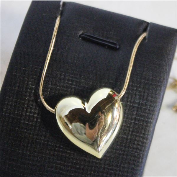 NEW YELLOW GOLD TONED HEART NECKLACE