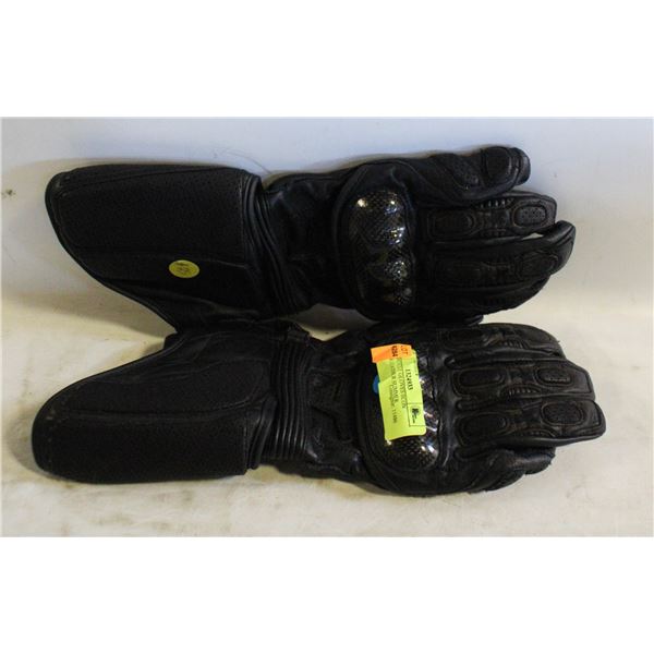 MOTORCYCLE GLOVES IICON BLACK LEATHER SUMMER