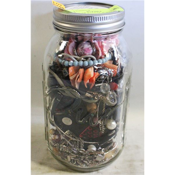 JAR FULL OF ESTATE JEWELRY FOR CRAFTING OR