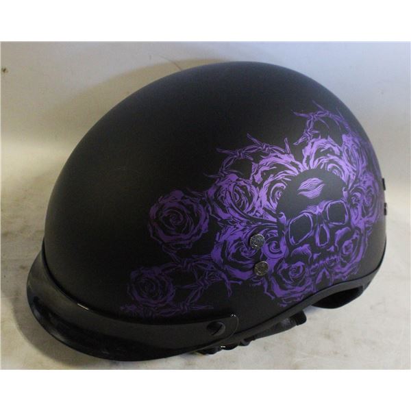 MOTORCYCLE HELMET BOSS BLACK WITH PURPLE