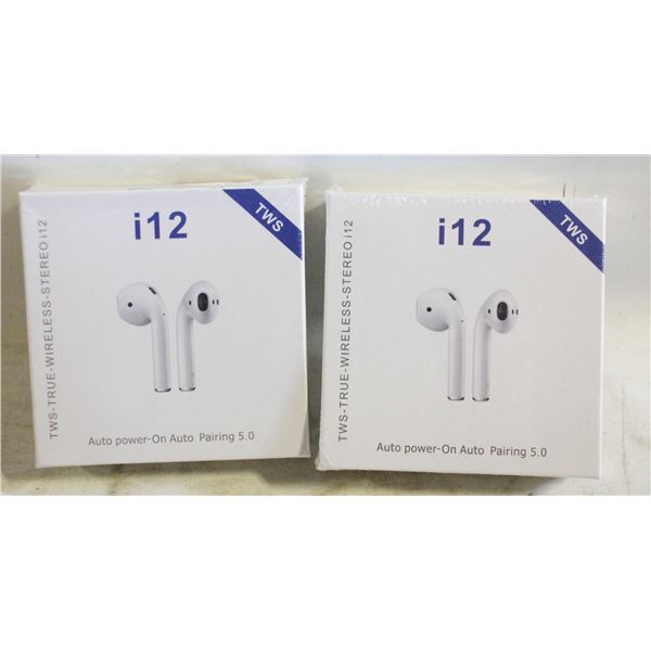 FACTORY SEALED EARBUDS - TWO PAIRS OF TWS I12