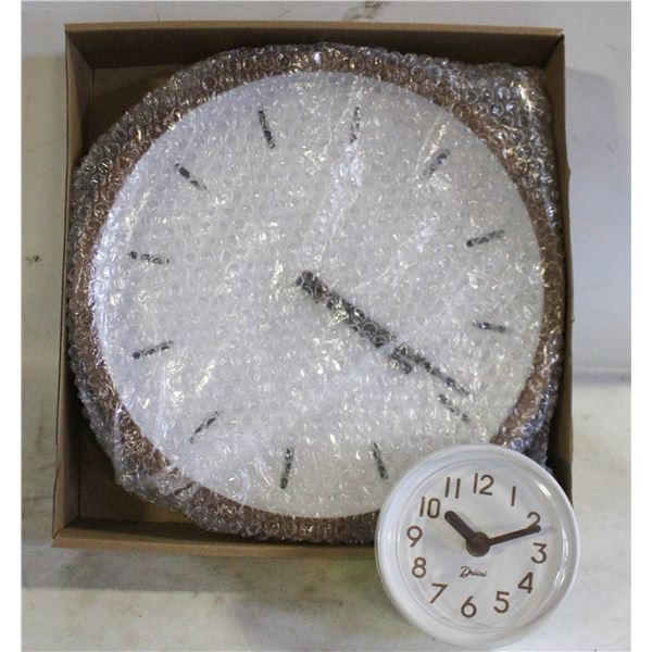 2 NEW DRIINI BRAND ROUND WALL CLOCKS SOLD TOGETHER