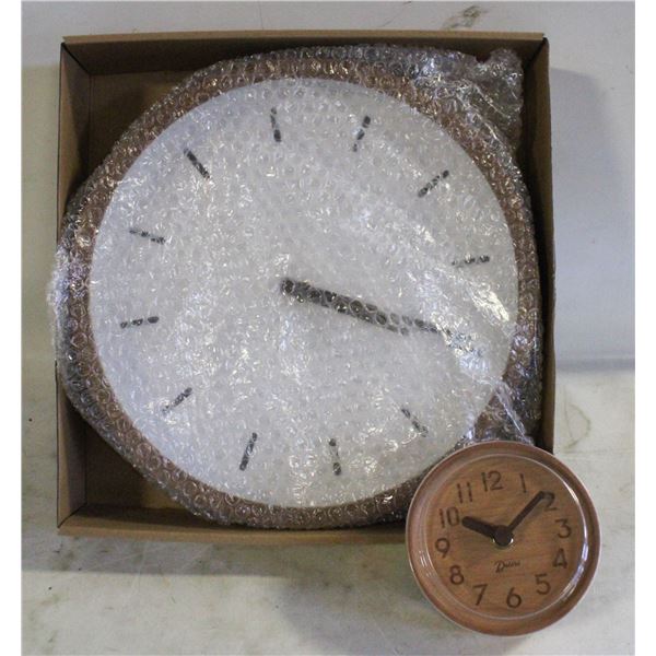2 NEW DRIINI BRAND ROUND WALL CLOCKS SOLD TOGETHER