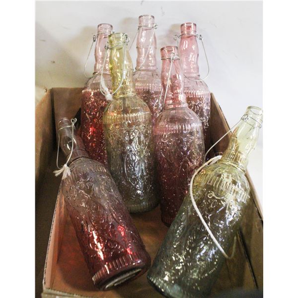 LOT OF 6 VINTAGE STYLE GLASS BOTTLES