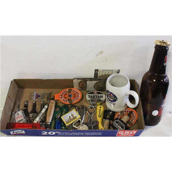 ESTATE BOTTLE OPENERS, BOTTLE COIN BAMK,