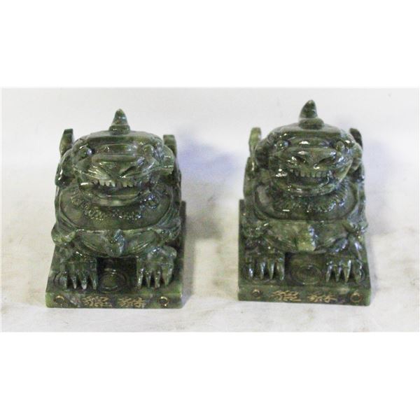 MINIATURE JADE DRAGON + DOG FIGURINES