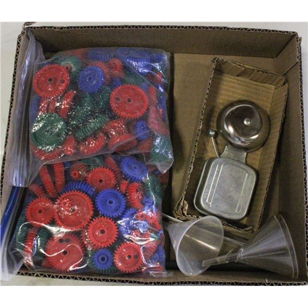 LOT OF ASST'D PLASTIC GEARS, STROKER BELL, ETC.