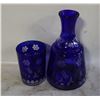 Image 1 : VINTAGE COBALT BLUE CUT TO CLEAR FLOWERS