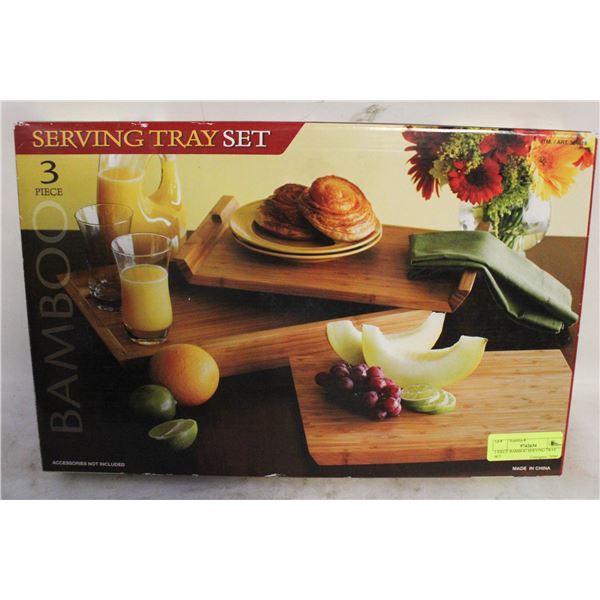 3 PIECE BAMBOO SERVING TRAY SET