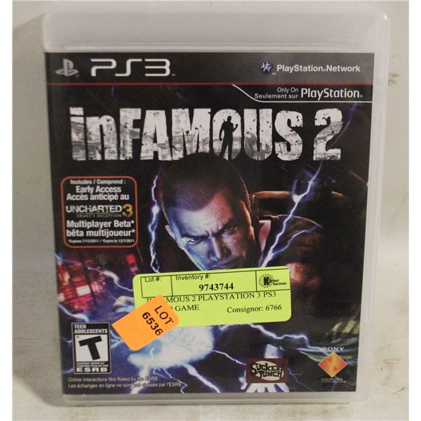INFAMOUS 2 PLAYSTATION 3 PS3 VIDEO GAME