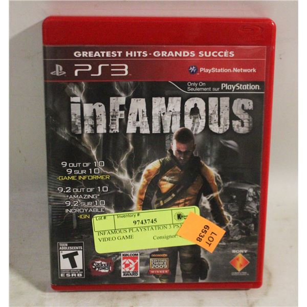 INFAMOUS PLAYSTATION 3 PS3 VIDEO GAME