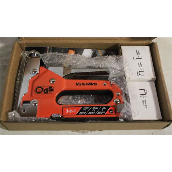 NEW VALUE MAX STAPLER GUN KIT 3 IN 1 STAPLER WITH