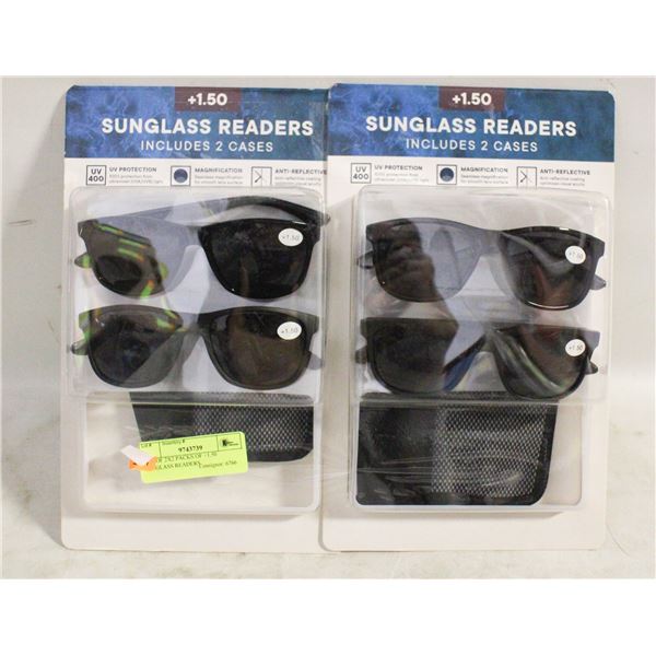LOT OF 2X2 PACKS OF +1.50 SUNGLASS READERS