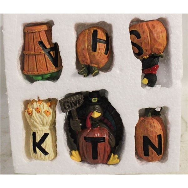 SET OF 6 RESIN GIVE THANKS BLOCK FALL HOME DÉCOR
