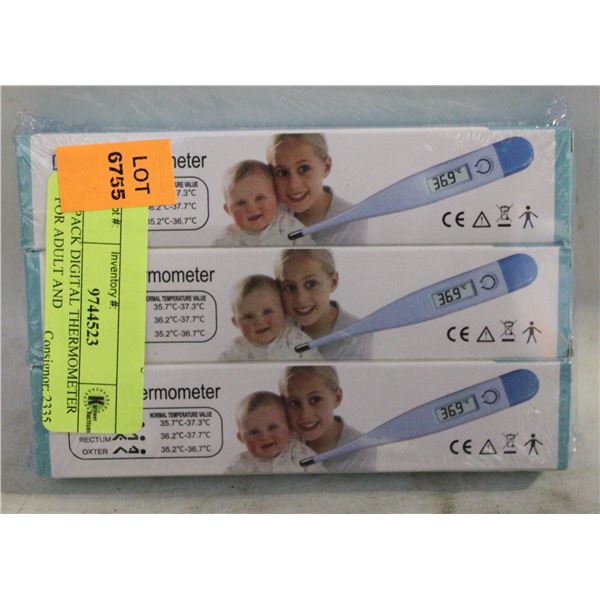 3 PACK DIGITAL THERMOMETER FOR ADULT AND