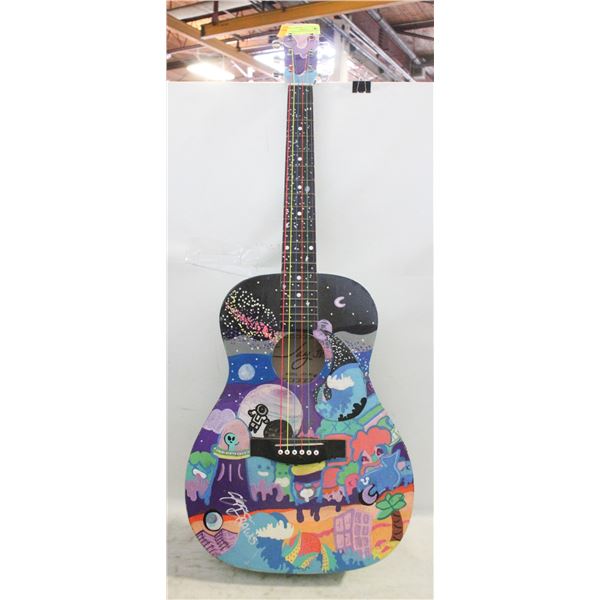 CUSTOM PAINTED GUITAR W NEON STRINGS