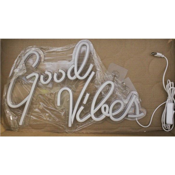 NEW PINK LED NEON SIGN GOOD VIBES USB WALL ART