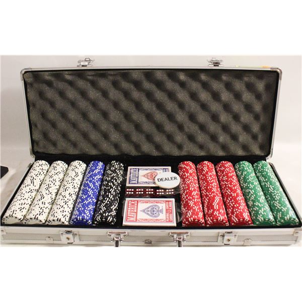 NEW 500 CHIPS POKER SET NEW 2 DECKS, 5 DICE,