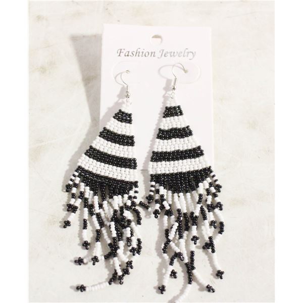 NEW ZEBRA STRIPE TASSEL EARRINGS