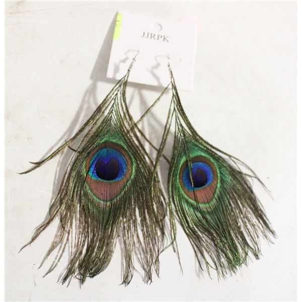 NEW PEACOCK FEATHER INSPIRED EARRINGS