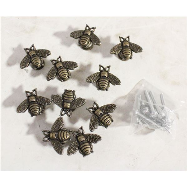 NEW 10PC BRASS BEE DOOR PULLS W/HARDWARE