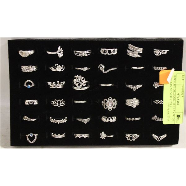 JEWELRY ORGANIZER TRAY W/ 36 TIBETAN SILVER STYLE