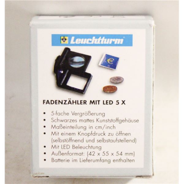NEW - LIGHTHOUSE 5X FOLDING MAGNIFIER WITH LED