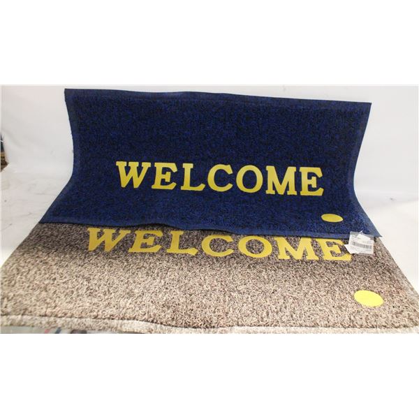 2 - NEW WELCOME MATS BLUE & BROWN - 18"X30"