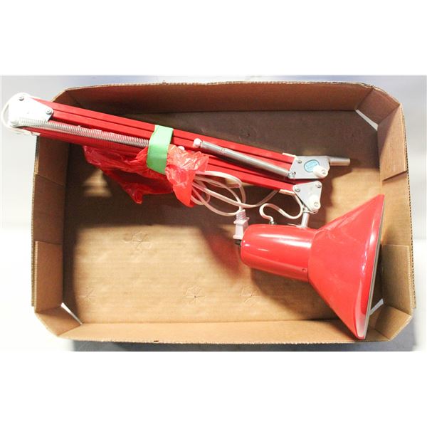 RED DESK LAMP W/SCREW ON CLAMP