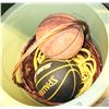 Image 1 : LARGE GREEN UTILITY TUB, ROPE, BASKETBALLS