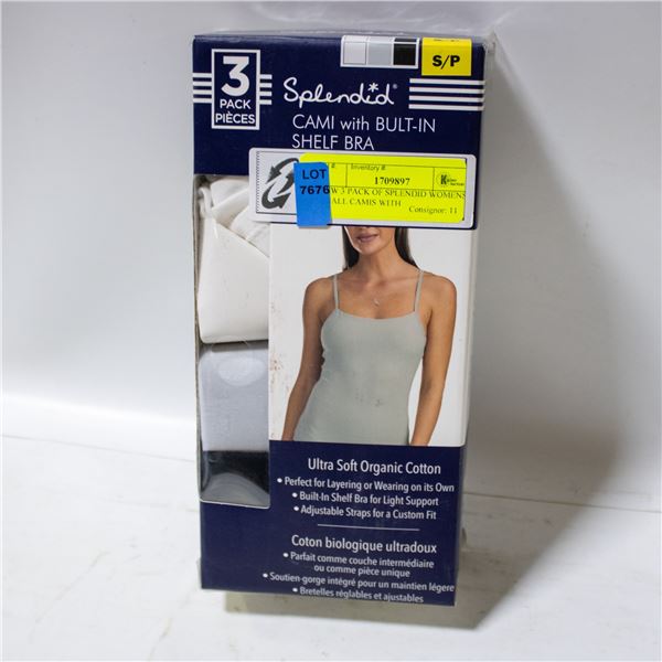NEW 3 PACK OF SPLENDID WOMENS SMALL CAMIS WITH