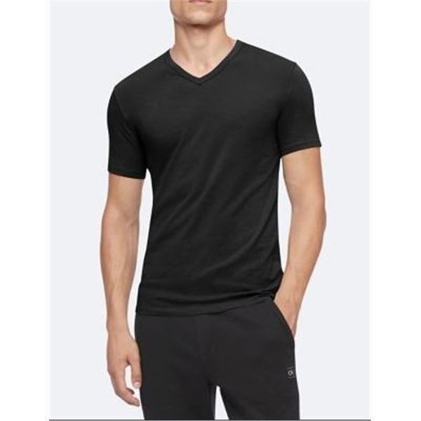 2 PACK CALVIN KLEIN MEN'S BLACK V-NECK T-SHIRT XL