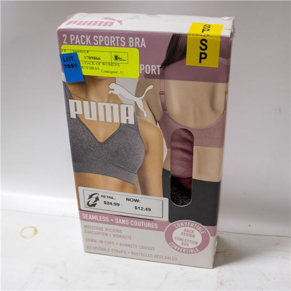 NEW PUMA 2 PACK OF WOMENS SMALL SPORTS BRAS