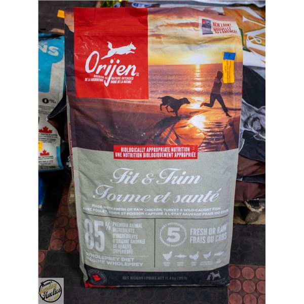 BAILIFF SEIZED: 25LB ORIJEN FIT AND TRIM DOG FOOD