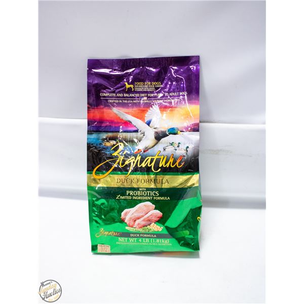 BAILIFF SEIZED: 4LB SIGNATURE DUCK DRY DOG FOOD