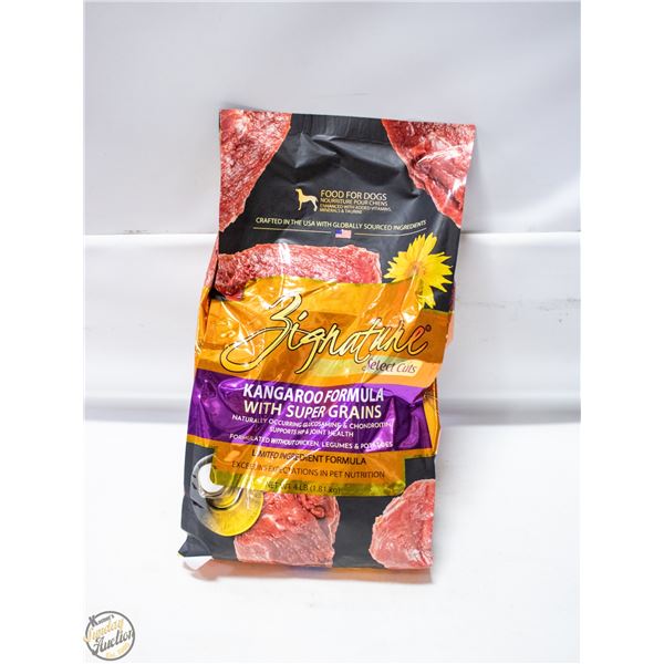 BAILIFF SEIZED: 4LB SIGNATURE KANGAROO DRY DOGFOOD