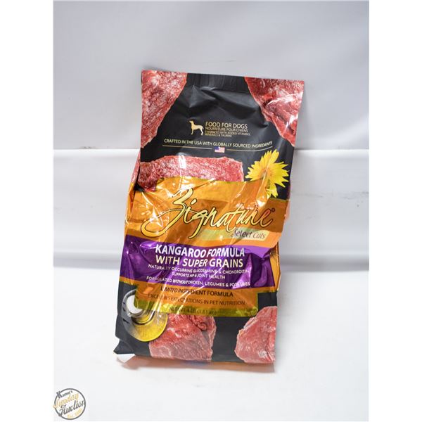 BAILIFF SEIZED: 4LB SIGNATURE KANGAROO DRY DOGFOOD