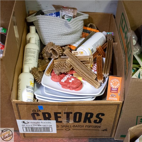 BAILIFF SEIZED: BOX OF DOG TREATS AND SHAMPOO ETC.