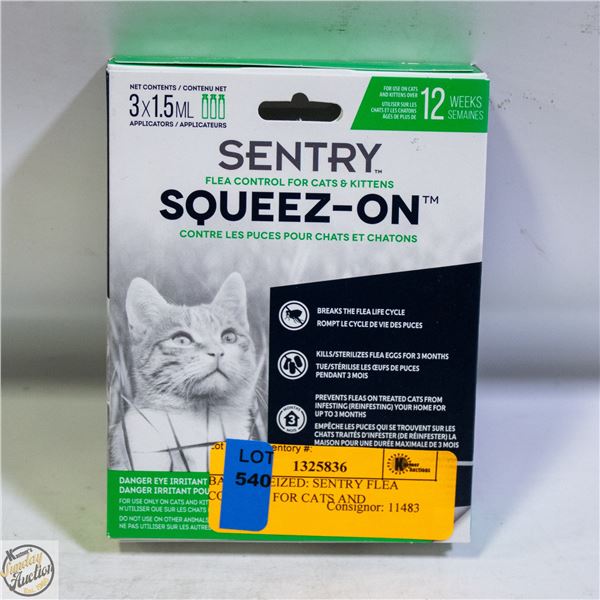 BAILIFF SEIZED: SENTRY FLEA CONTROL FOR CATS AND