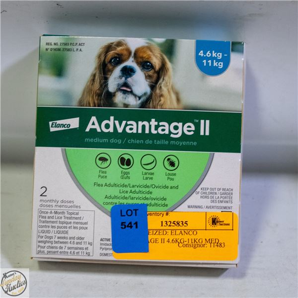 BAILIFF SEIZED: ELANCO ADVANTAGE II 4.6KG-11KG MED