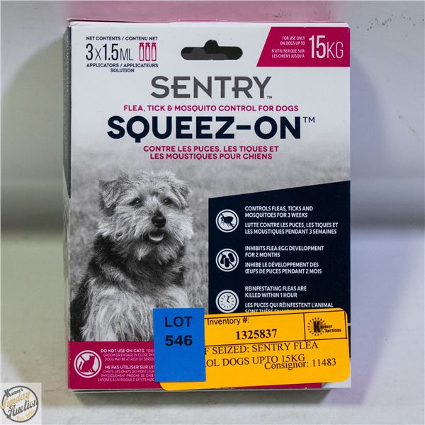 BAILIFF SEIZED: SENTRY FLEA CONTROL DOGS UPTO 15KG