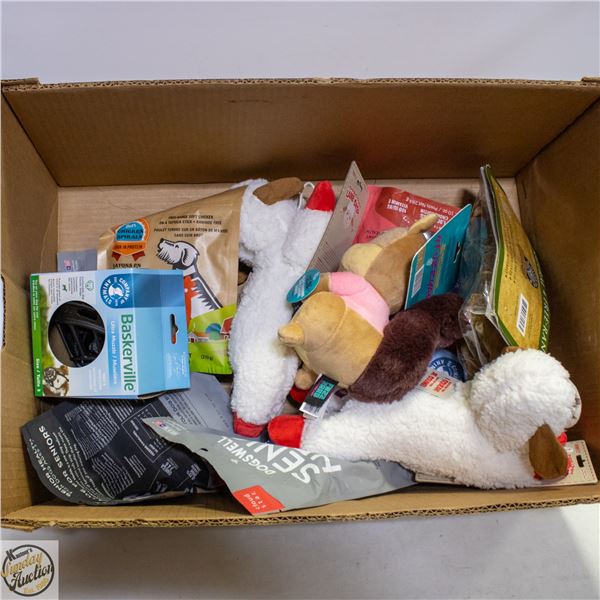 BAILIFF SEIZED: BOX LOT OF PET PRODUCTS INCL TOYS