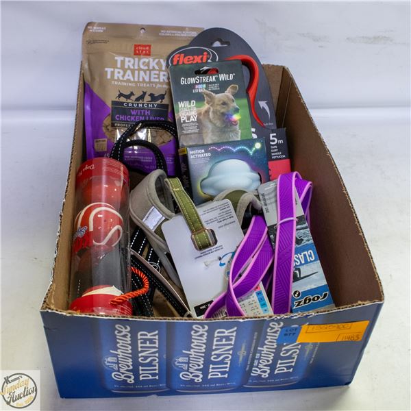 BAILIFF SEIZED: BOX LOT OF PET PRODUCTS INCL TOYS