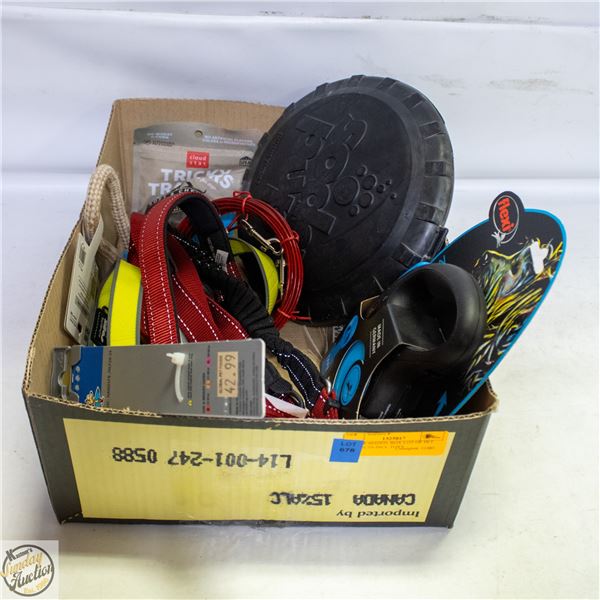 BAILIFF SEIZED: BOX LOT OF PET PRODUCTS INCL TOYS