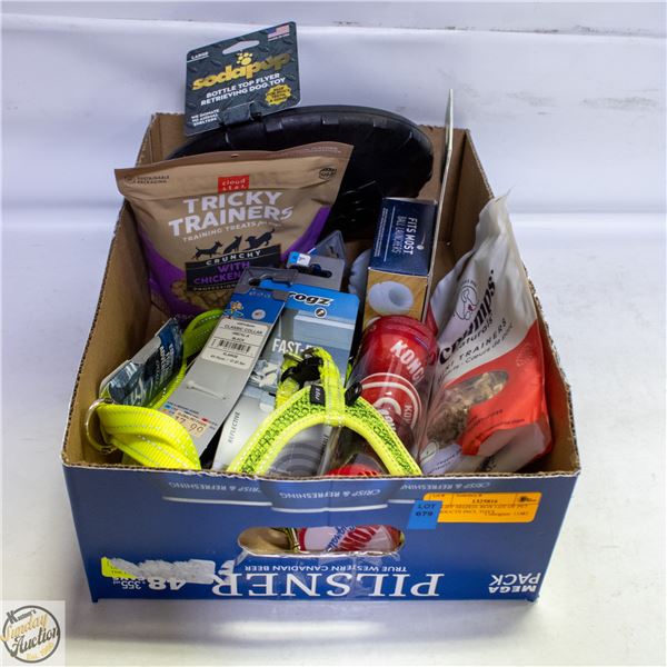 BAILIFF SEIZED: BOX LOT OF PET PRODUCTS INCL TOYS