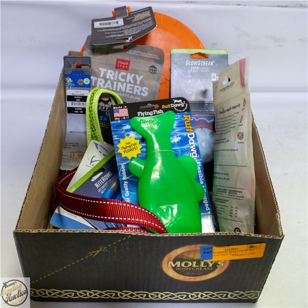 BAILIFF SEIZED: BOX LOT OF PET PRODUCTS INCL TOYS