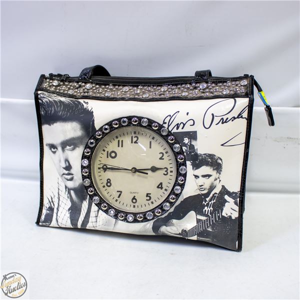 COLLECTIBLE ELVIS PRESLEY PURSE WITH WORKING CLOCK