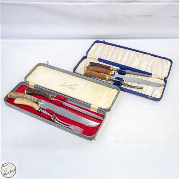 2 VINTAGE CHARLES BARBER CO SHEFFIELD CARVING SETS