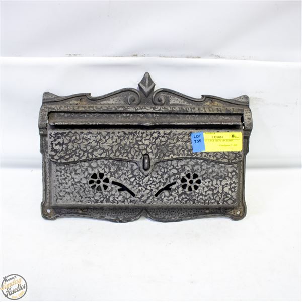 VINTAGE CAST IRON STYLE TIN MAILBOX